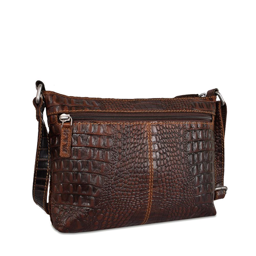 Jack Georges Hornback Croco Brown Mini City Crossbody #HB810 (Back Left Side)