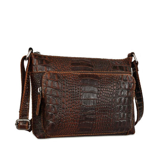 Jack Georges Hornback Croco Brown Mini City Crossbody #HB810 (Front Right Side)