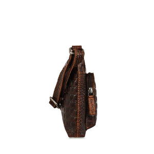 Jack Georges Hornback Croco Brown Mini City Crossbody #HB810 (Right Side)