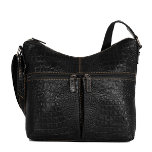 Jack Georges Hornback Croco Black Hobo Bag #HB814 (Front Side)