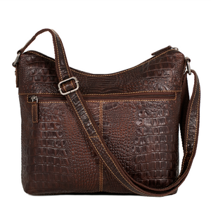 Jack Georges Hornback Croco Brown Hobo Bag #HB814 (Back Side)