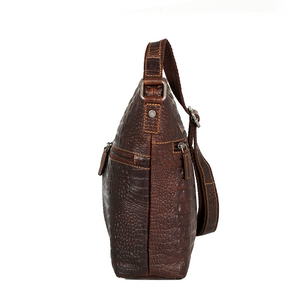 Jack Georges Hornback Croco Brown Hobo Bag #HB814 (Right Side)